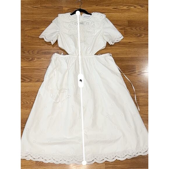 Self-Portrait WHITE COQUETTE DAISY COTTON BRODERIE ANGLAISE CUT OUT MIDI DRESS 8 - Picture 7 of 16